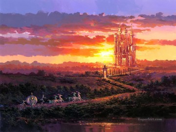 Castle at Sunset cartoon for kids Oil Paintings